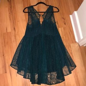 forrest green free people layered lace dress